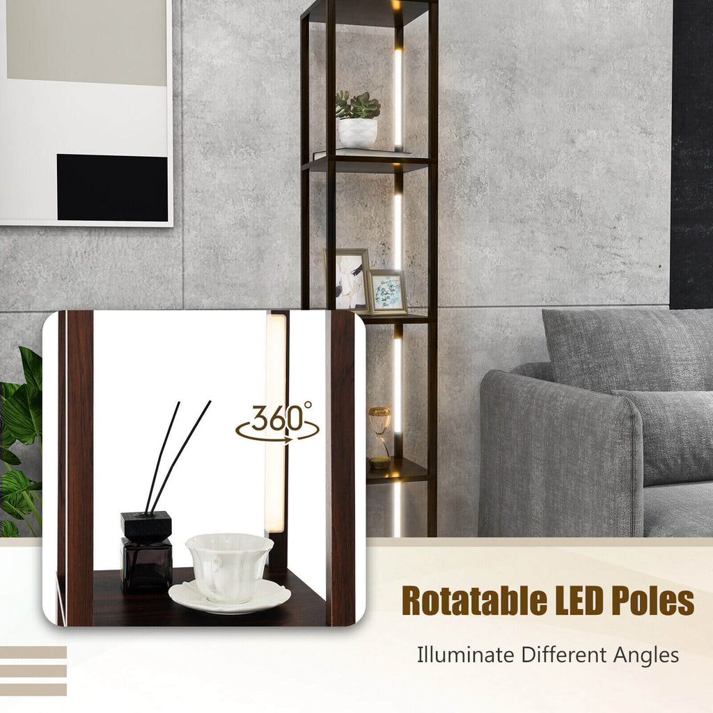 Walnut 64 Inch Floor Lamp with 3-Level Dimmable LED Bulbs & Rotatable Poles