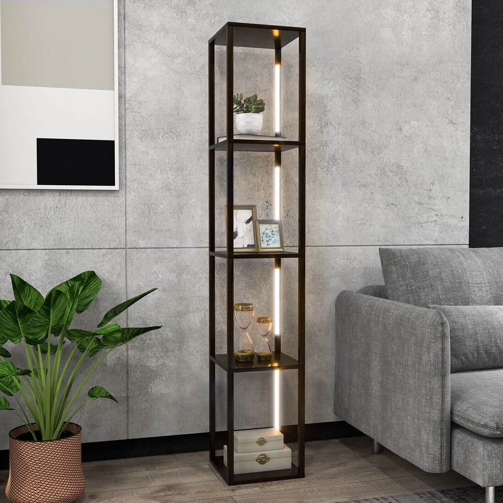 Walnut 64 Inch Floor Lamp with 3-Level Dimmable LED Bulbs & Rotatable Poles