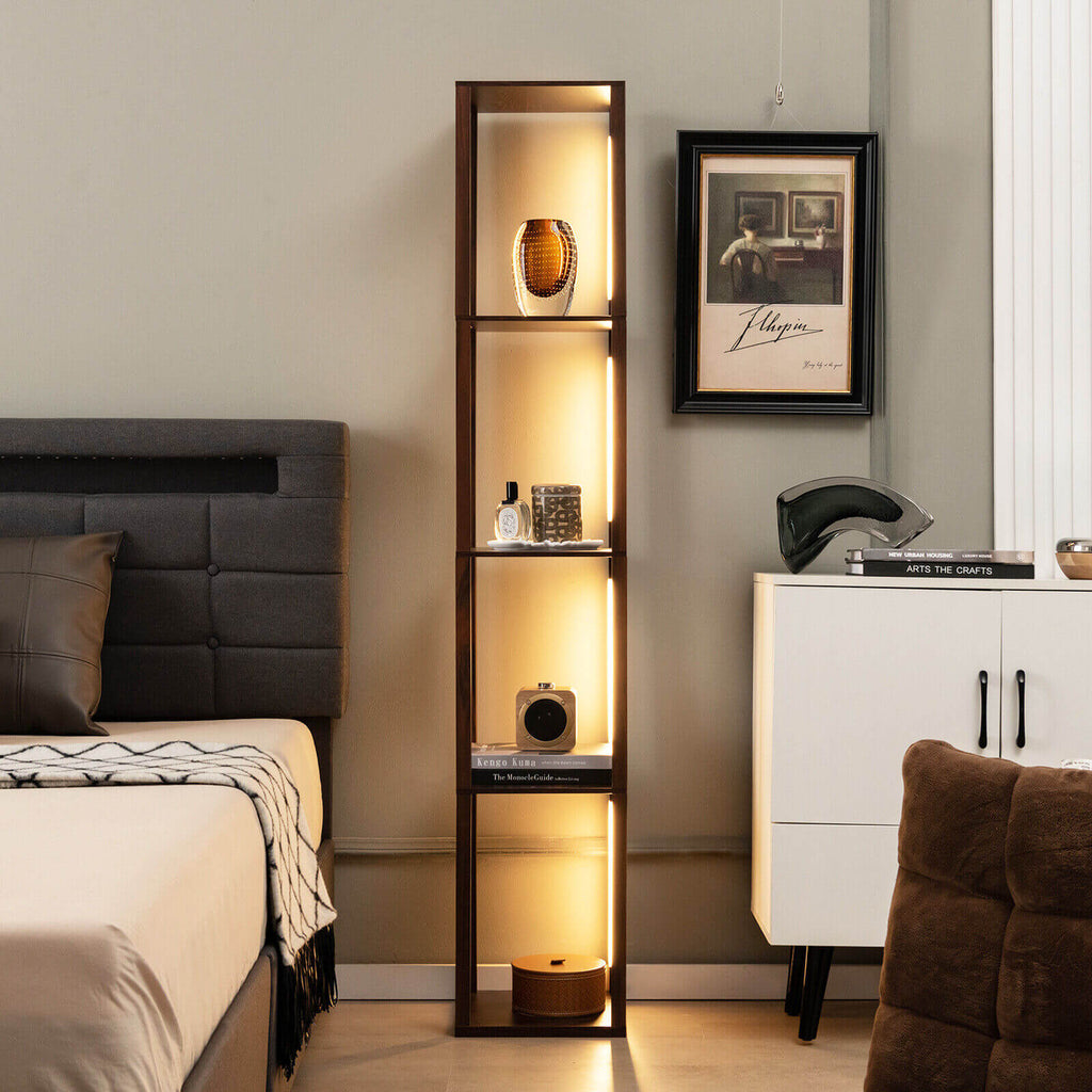 Walnut 64 Inch Floor Lamp with 3-Level Dimmable LED Bulbs & Rotatable Poles
