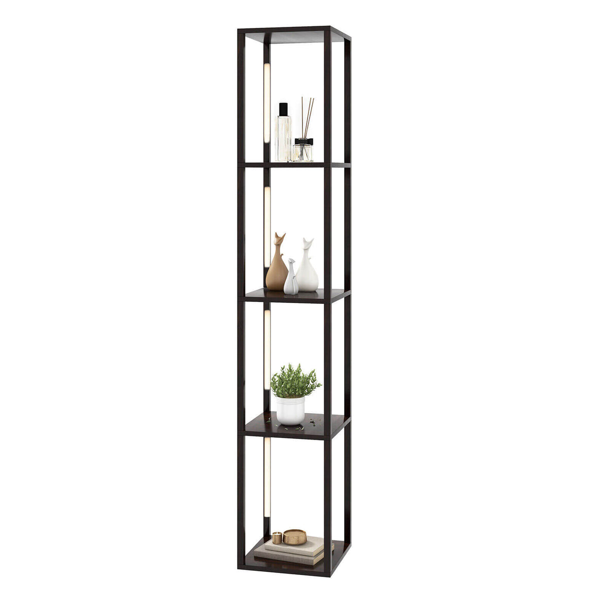 Walnut 64 Inch Floor Lamp with 3-Level Dimmable LED Bulbs & Rotatable Poles