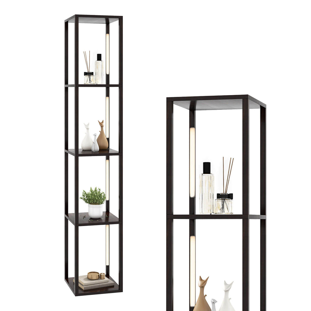 Walnut 64 Inch Floor Lamp with 3-Level Dimmable LED Bulbs & Rotatable Poles
