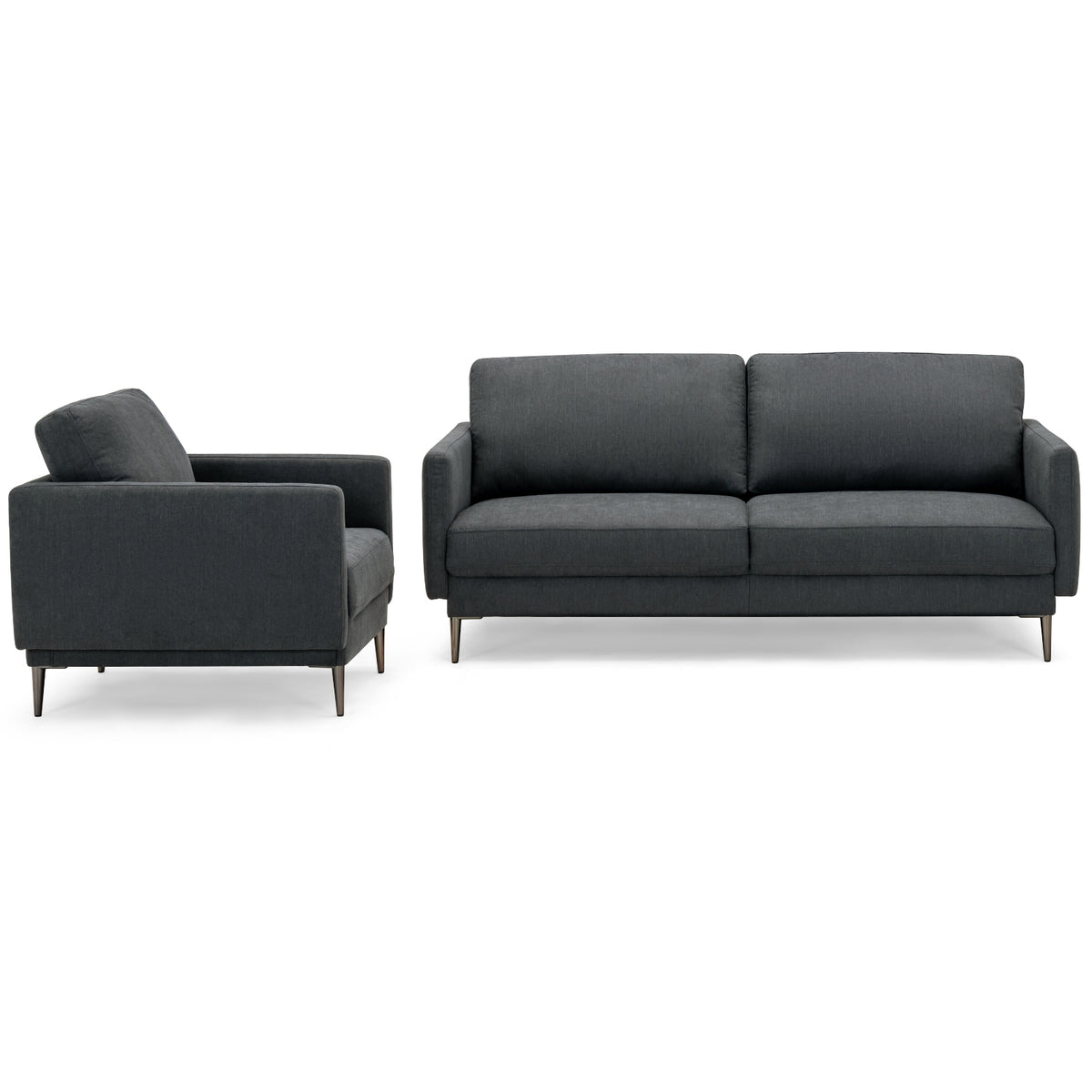 Gray Sofa Couch with Metal Legs & Cushioned Backrest