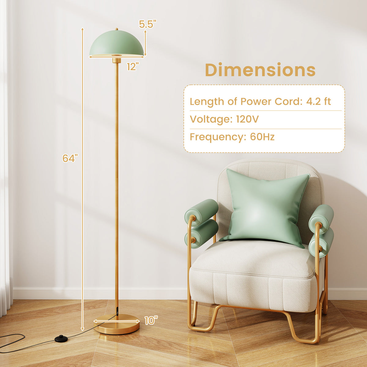 Modern Floor Lamp with Foot Switch - Style 2, E26 Socket, Stable Base