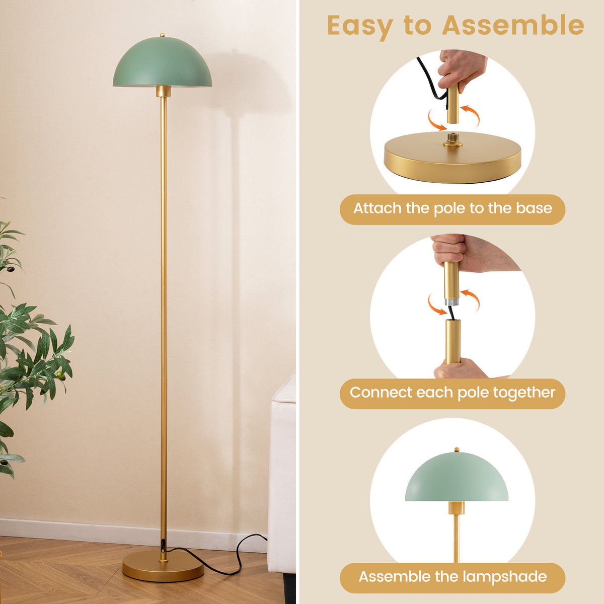 Modern Floor Lamp with Foot Switch - Style 2, E26 Socket, Stable Base