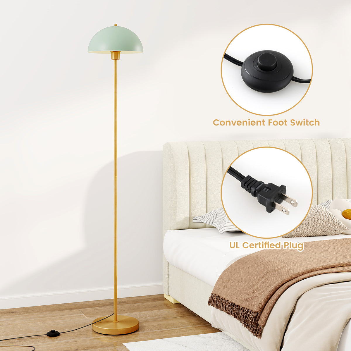 Modern Floor Lamp with Foot Switch - Style 2, E26 Socket, Stable Base