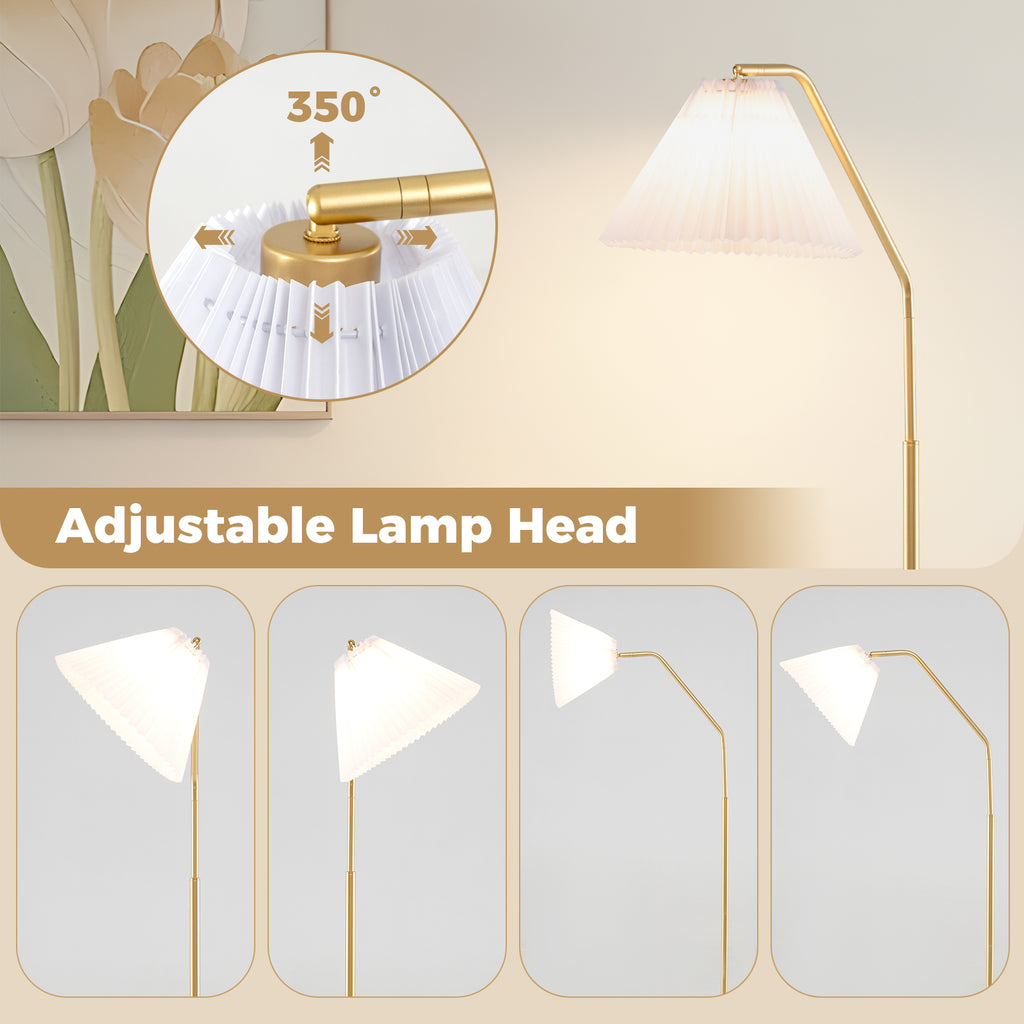 Costway Modern Standing Lamp with Adjustable Head & Pleated Shade - Style 1