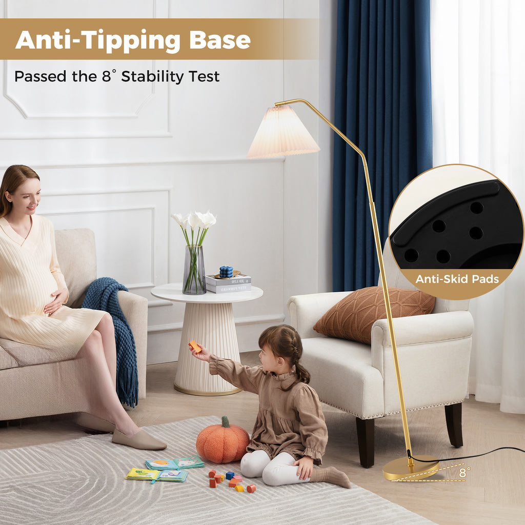 Costway Modern Standing Lamp with Adjustable Head & Pleated Shade - Style 1