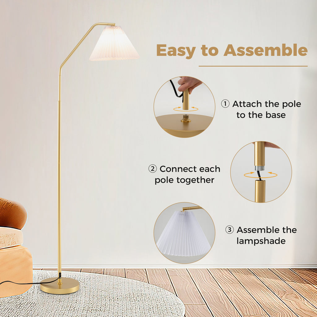 Costway Modern Standing Lamp with Adjustable Head & Pleated Shade - Style 1