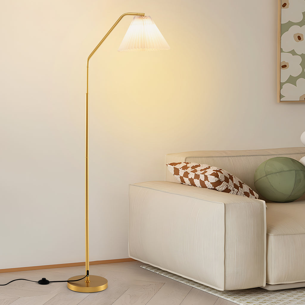 Costway Modern Standing Lamp with Adjustable Head & Pleated Shade - Style 1