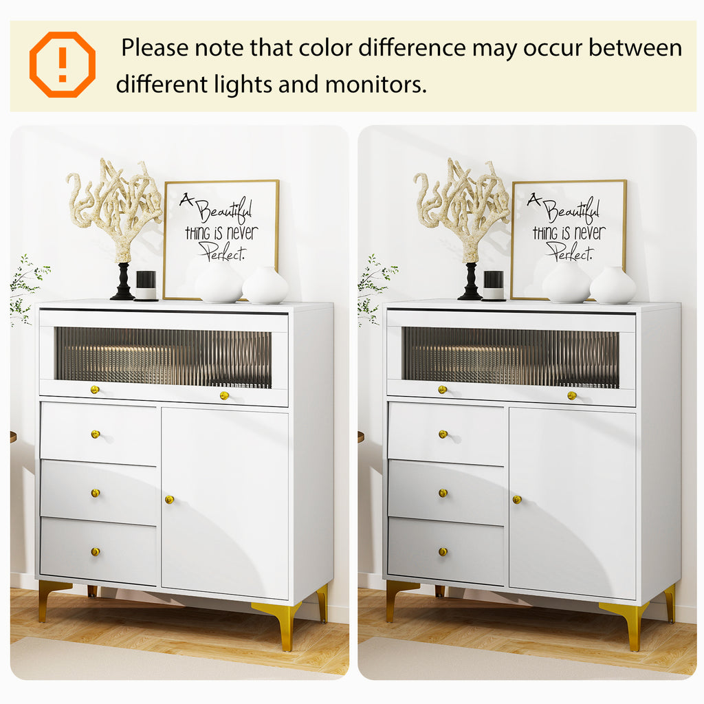 Chest of Drawers with Flip-Up Glass Door - Gray