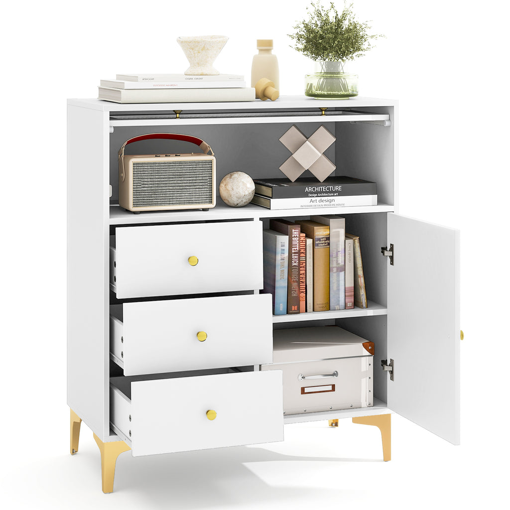 Chest of Drawers with Flip-Up Glass Door - Gray