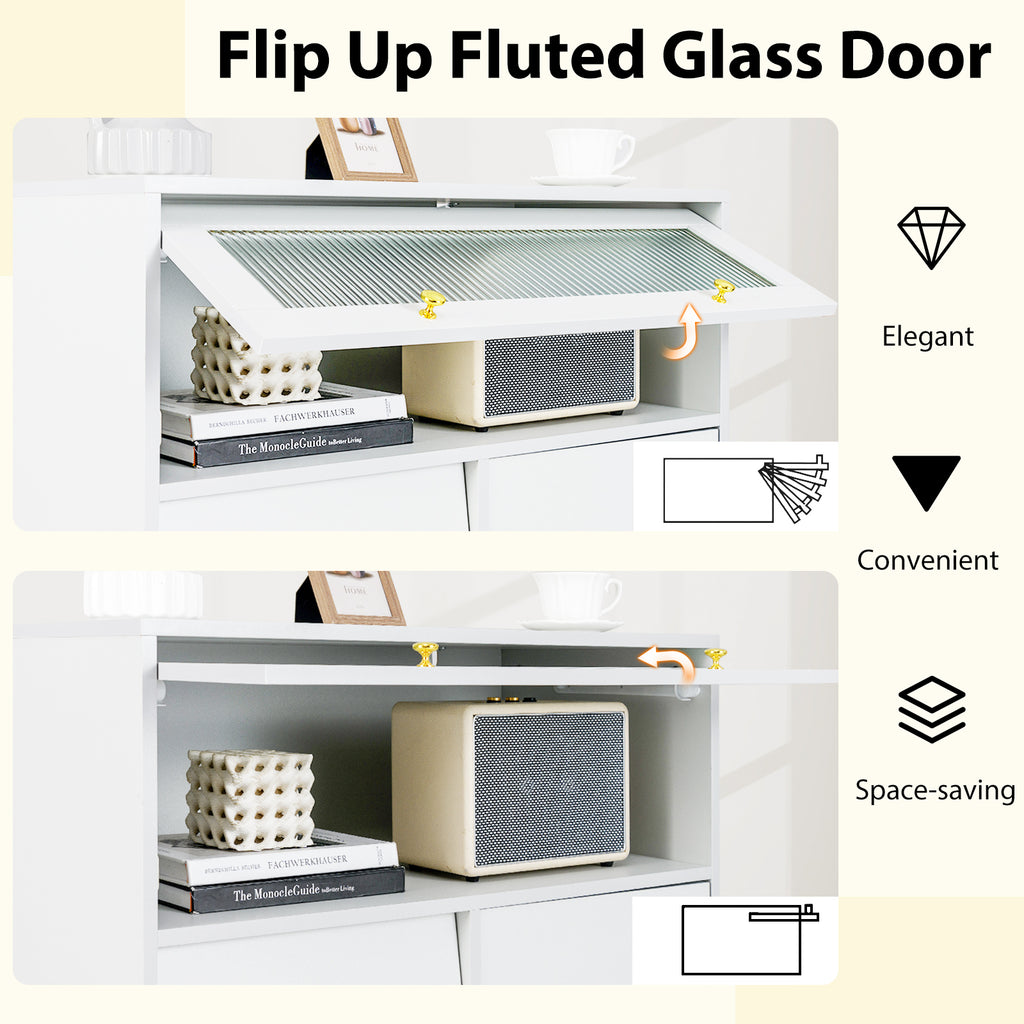 Chest of Drawers with Flip-Up Glass Door - Gray