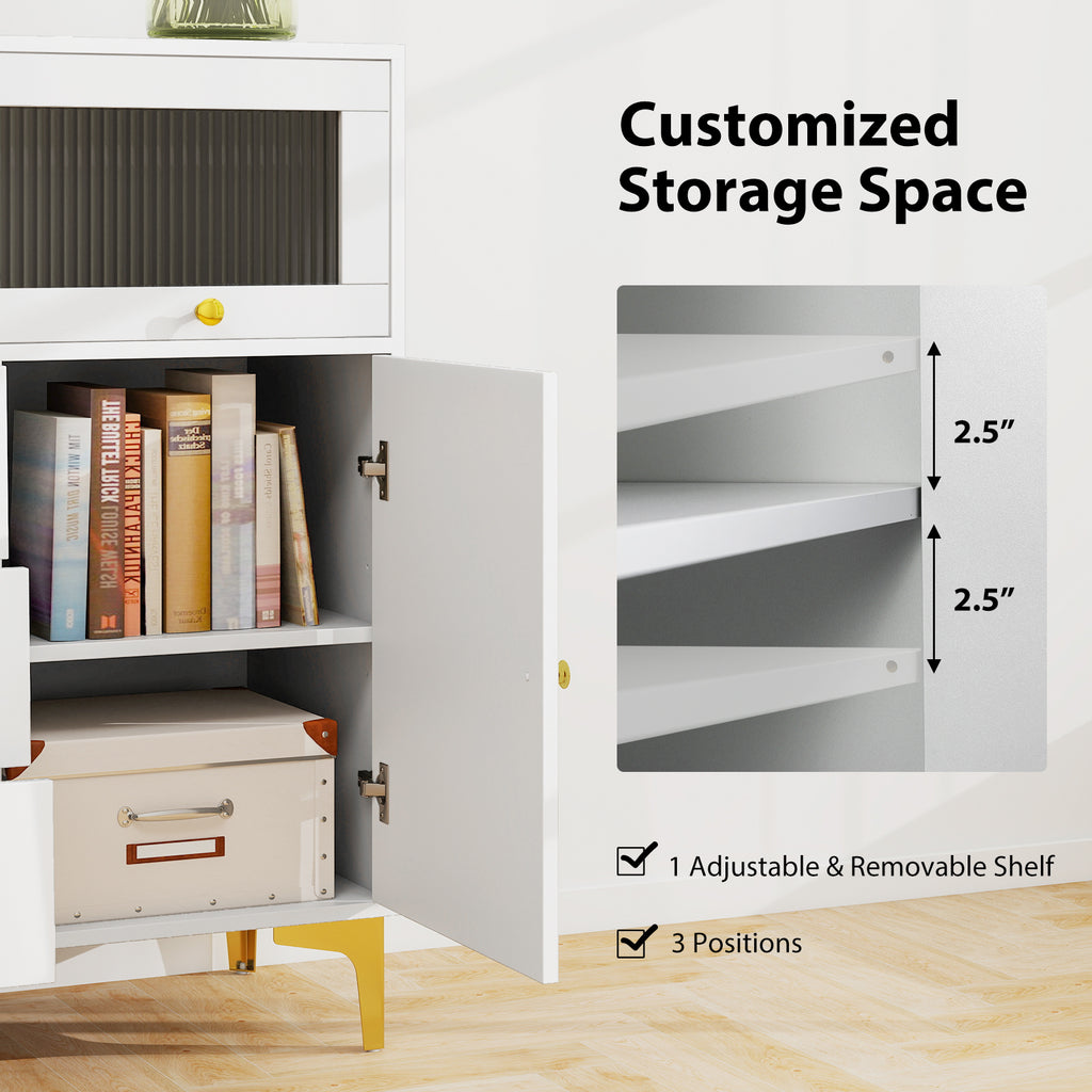 Chest of Drawers with Flip-Up Glass Door - Gray