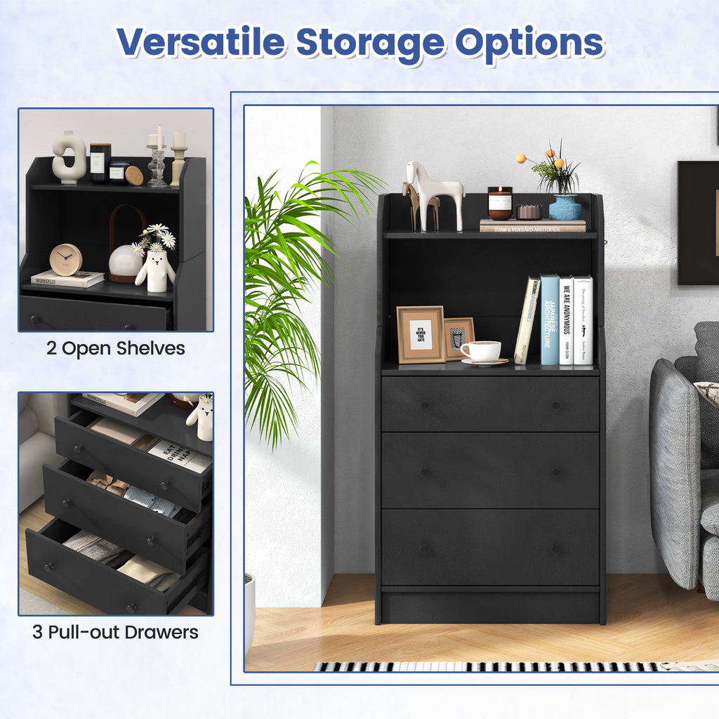 Modern Storage Dresser with Anti-toppling Device - Black
