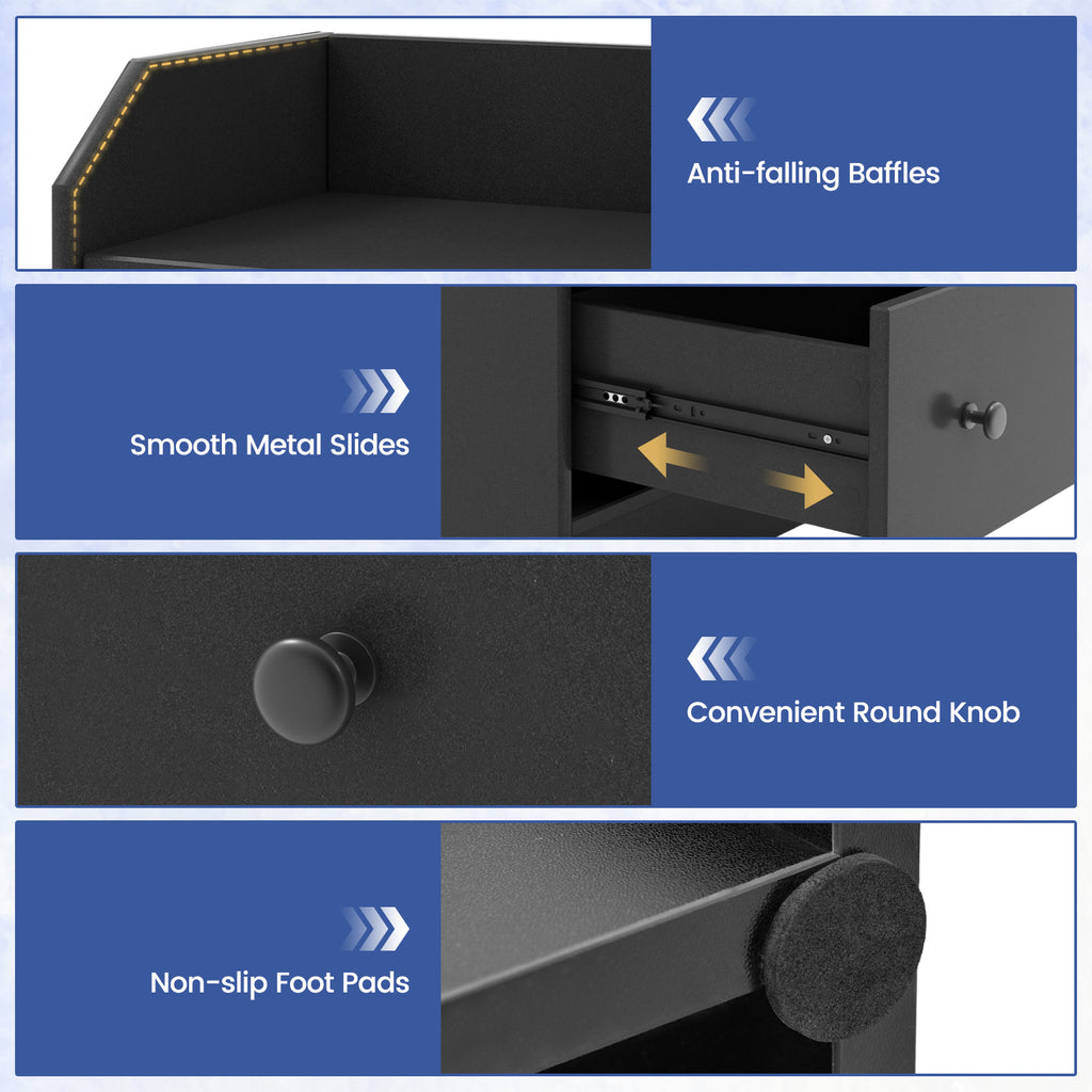 Modern Storage Dresser with Anti-toppling Device - Black