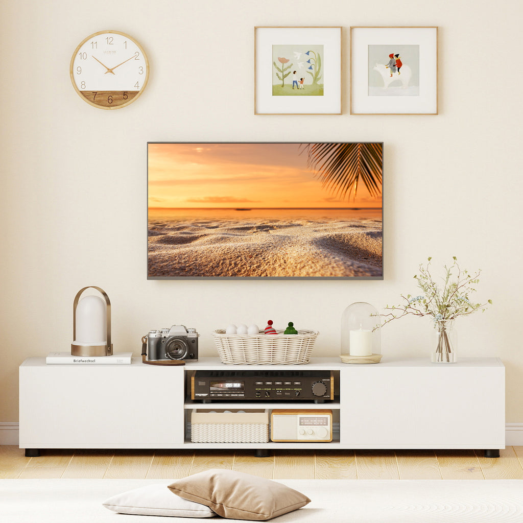 TV Stand for 70" TVs with Storage - White