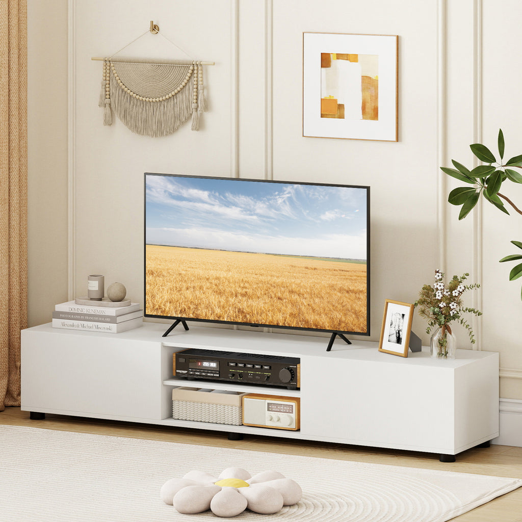 TV Stand for 70" TVs with Storage - White