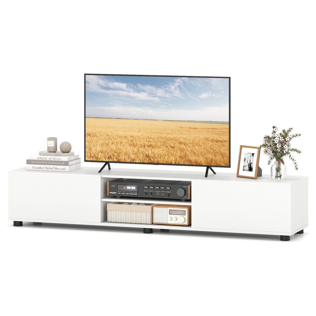 TV Stand for 70" TVs with Storage - White
