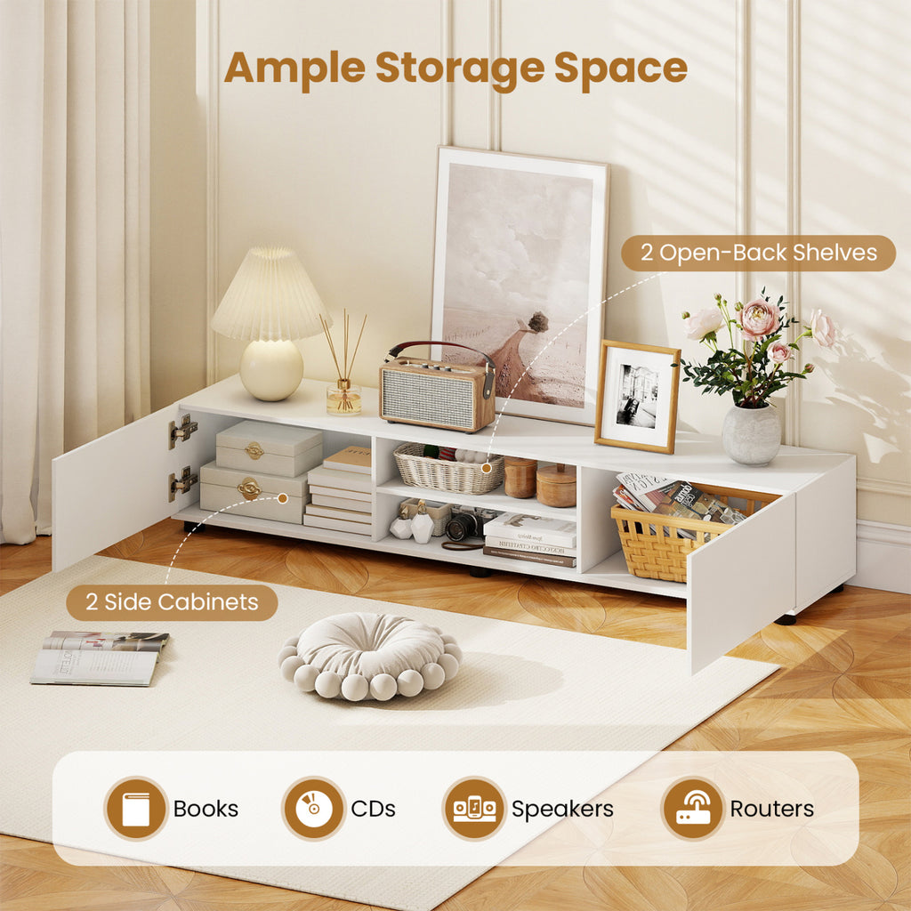 TV Stand for 70" TVs with Storage - White