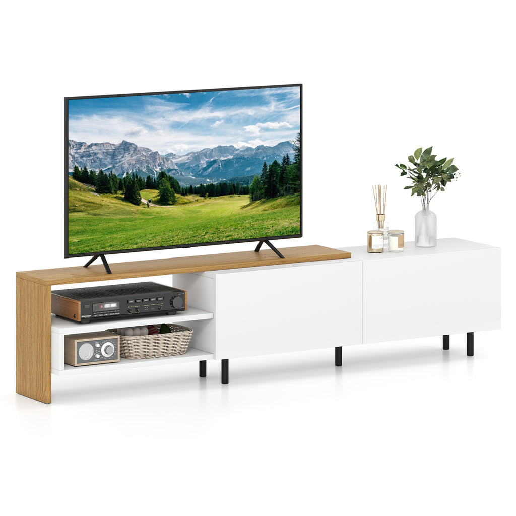 TV Stand for 80 Inch TVs with Storage Shelves - White