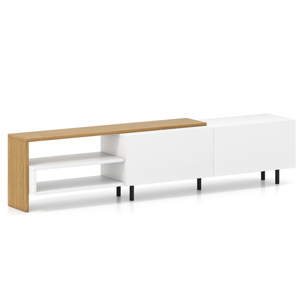 TV Stand for 80 Inch TVs with Storage Shelves - White