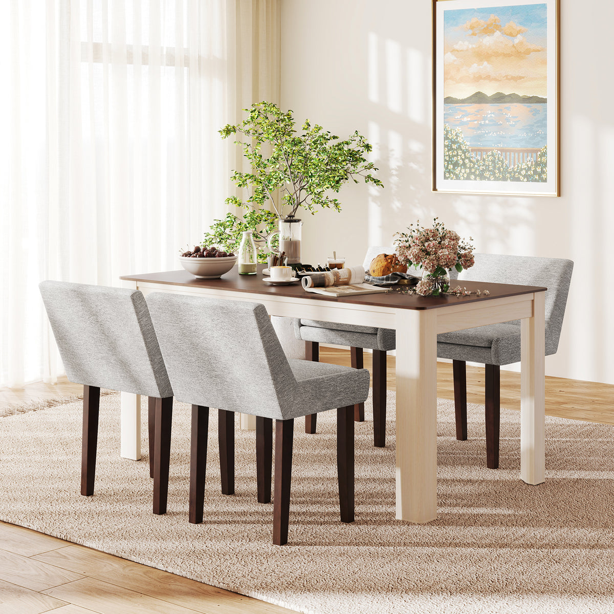 Modern Upholstered Fabric Side Chair Set of 2 - Gray