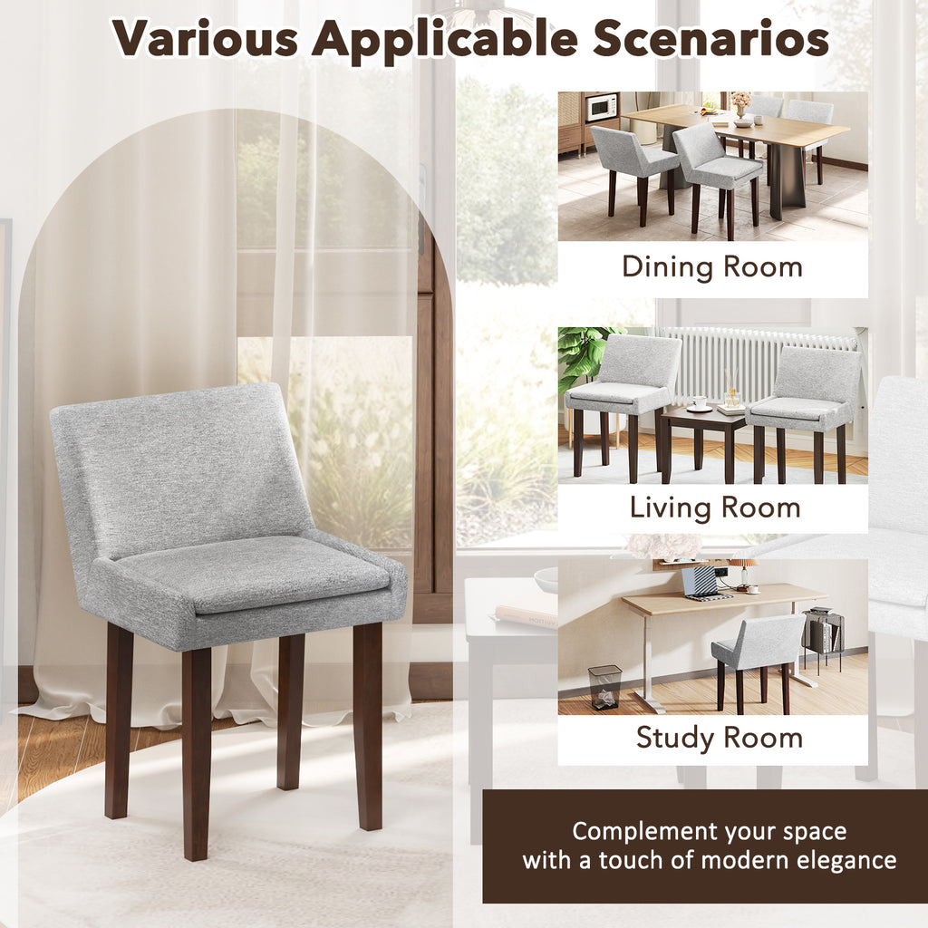 Modern Upholstered Fabric Side Chair Set of 2 - Gray