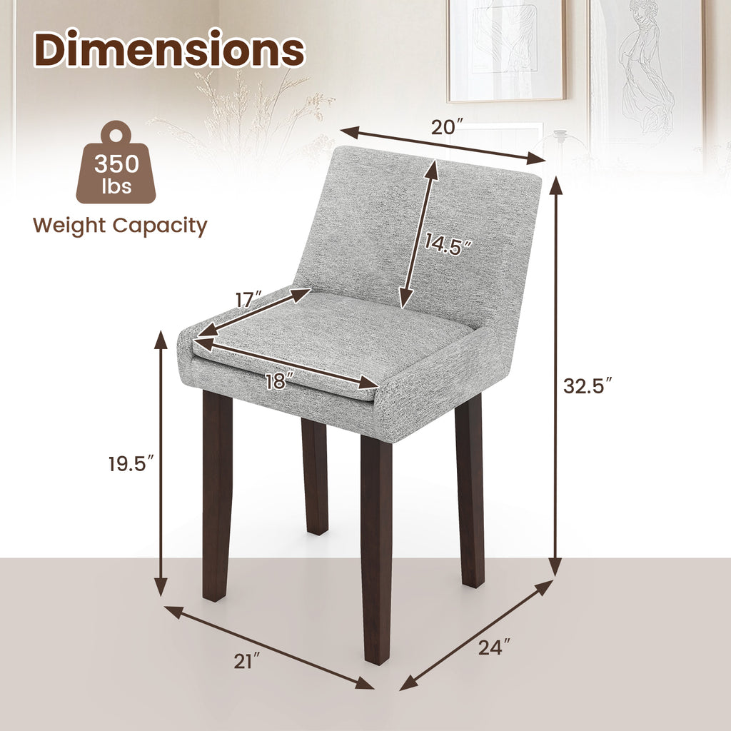 Modern Upholstered Fabric Side Chair Set of 2 - Gray