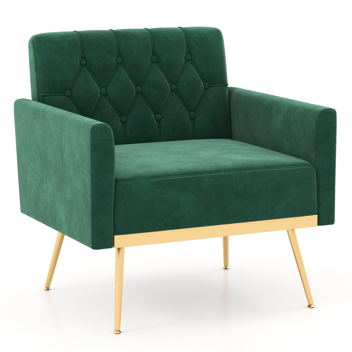 Modern Velvet Accent Chair with Button Tufted Back - Pink