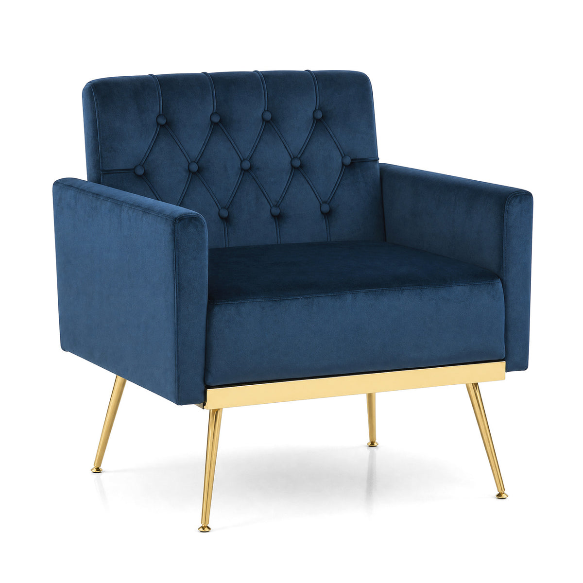 Gray Velvet Accent Chair with Button-Tufted Back