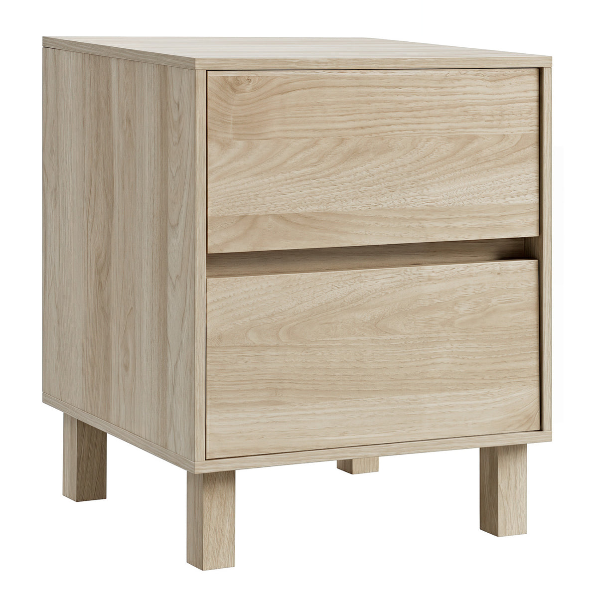 Wooden End Table with 2 Storage Drawers, Natural