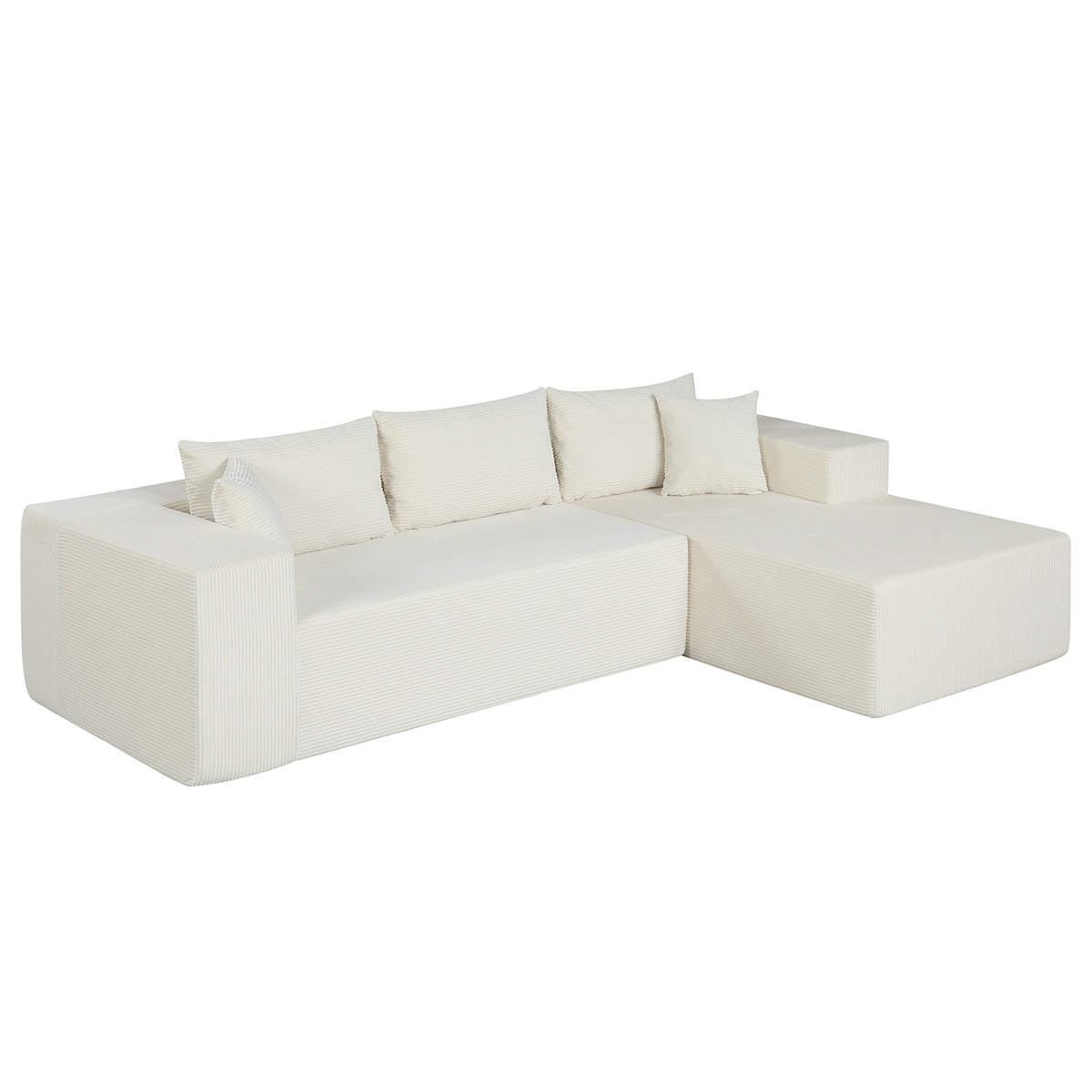 Modular Sectional Sofa L-shaped Corduroy - Black