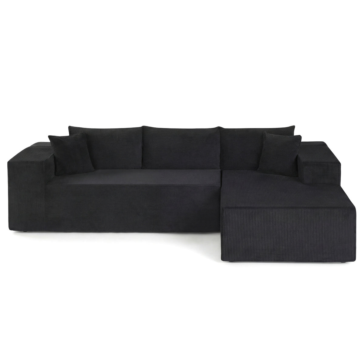 Modular Sectional Sofa L-shaped Corduroy - Black