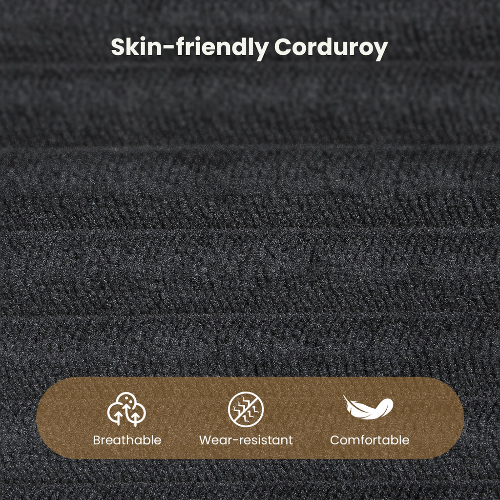 Modular Sectional Sofa L-shaped Corduroy - Black