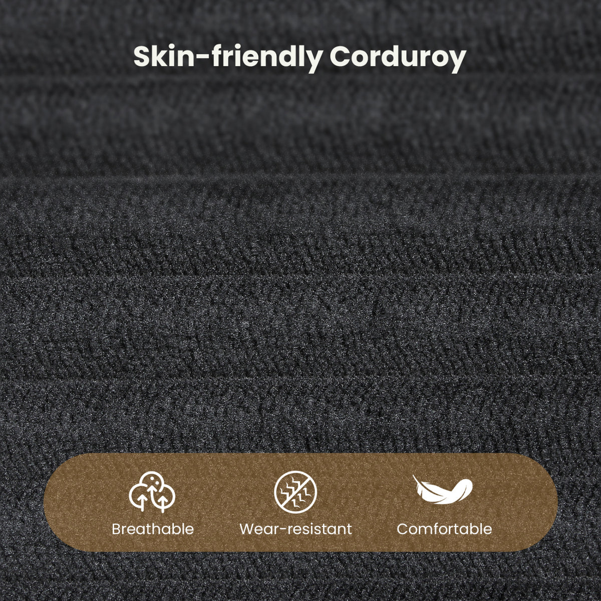 Modular Sectional Sofa L-shaped Corduroy - Black