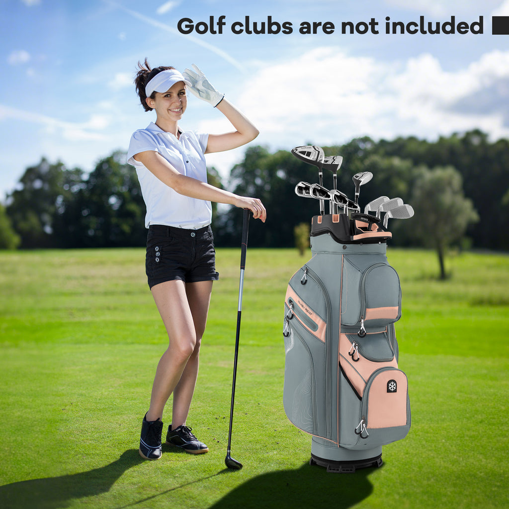 Golf Cart Bag with 14-Way Dividers & 11 Pockets - Orange, Molded Lock Top