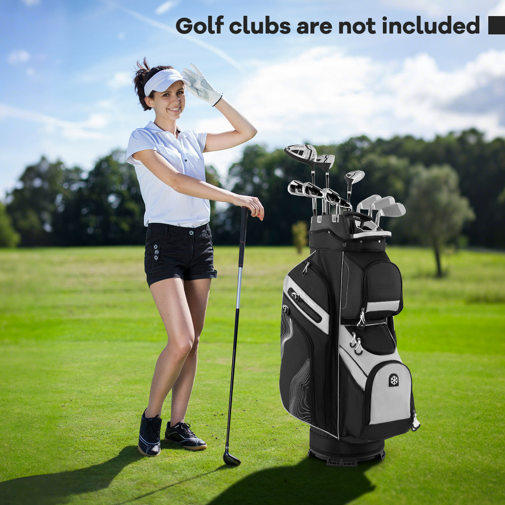 Golf Cart Bag with 14-Way Dividers & 11 Pockets - Gray, Molded Lock Top