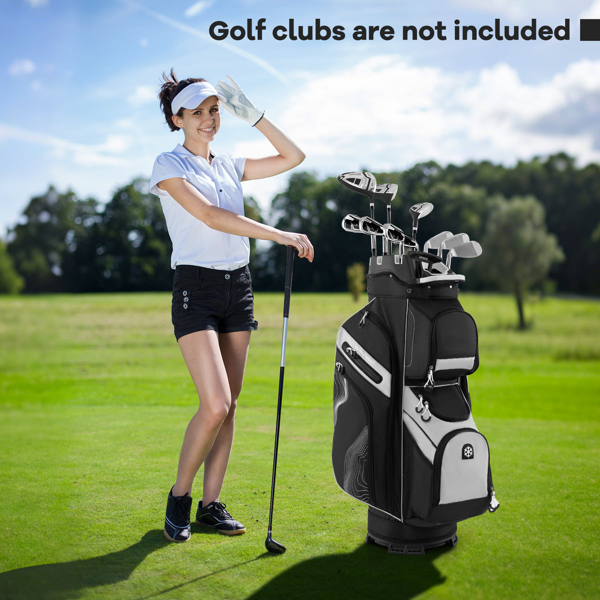 Golf Cart Bag with 14-Way Dividers & 11 Pockets - Gray, Molded Lock Top