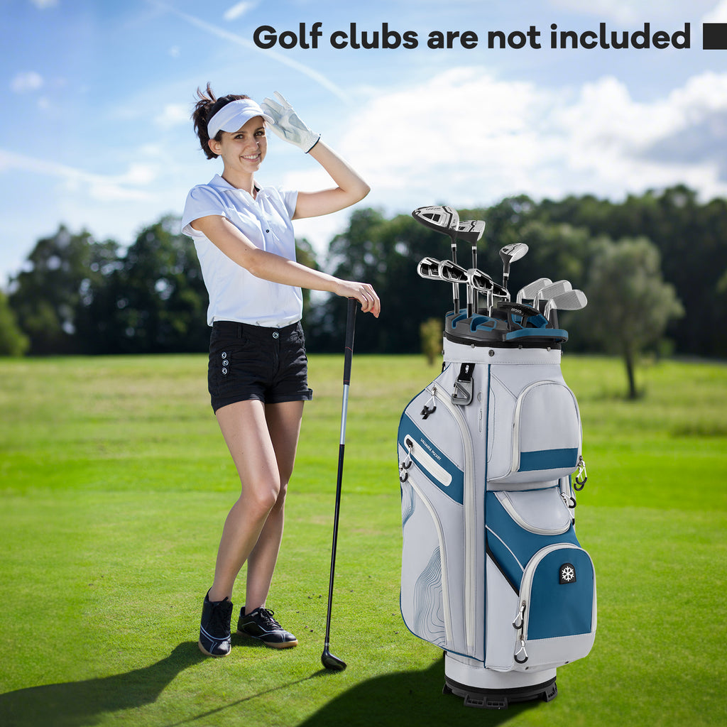 Golf Cart Bag with 14-Way Dividers & 11 Pockets - Navy, Molded Lock Top