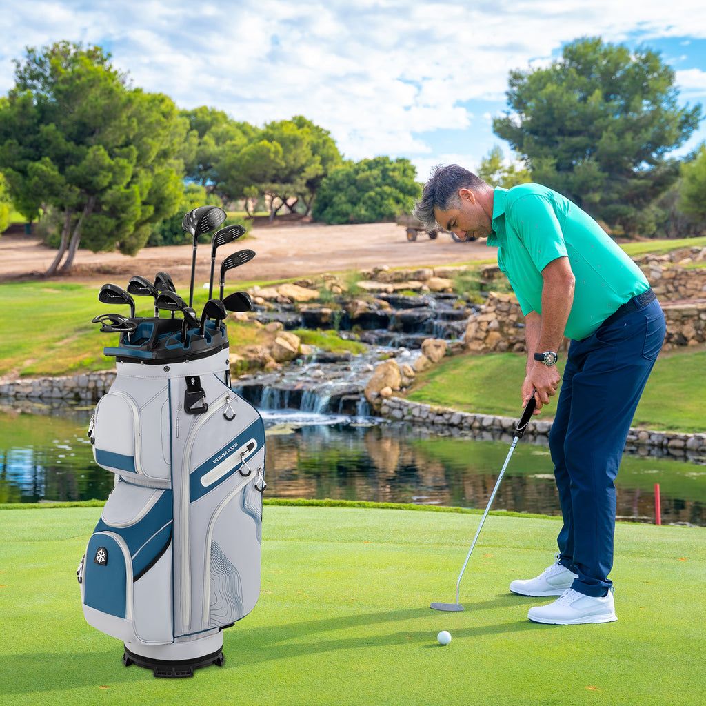Golf Cart Bag with 14-Way Dividers & 11 Pockets - Navy, Molded Lock Top