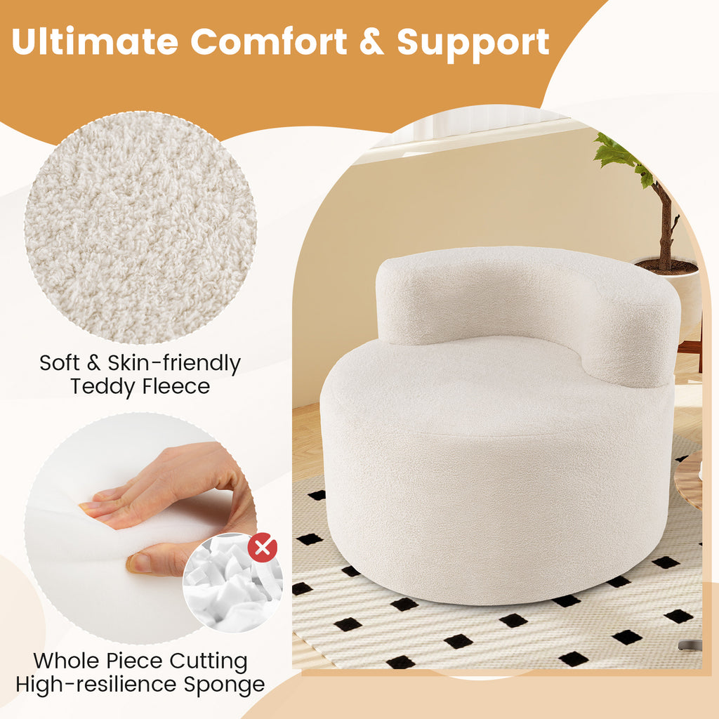 Moon-Shaped Floor Sofa Chair with Teddy Fleece - Beige
