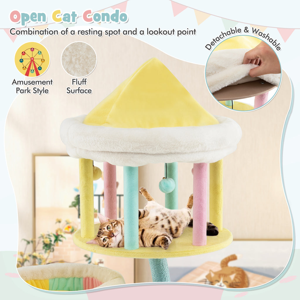 Multi-Layer Cat Tree with 2 Removable Perches and Scratching Posts - Color Variation