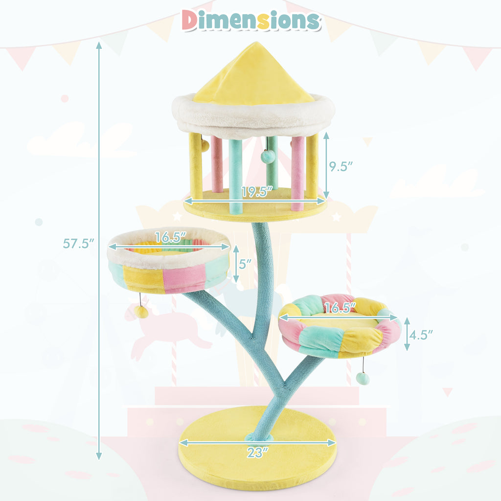 Multi-Layer Cat Tree with 2 Removable Perches and Scratching Posts - Color Variation