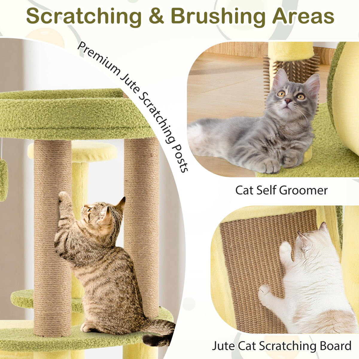 Freestanding Multi-Level Cat Tower with Private Condo - Green, S