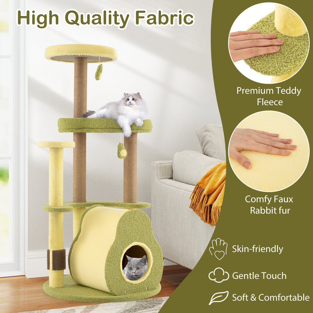 Freestanding Multi-Level Cat Tower with Private Condo - Green, S