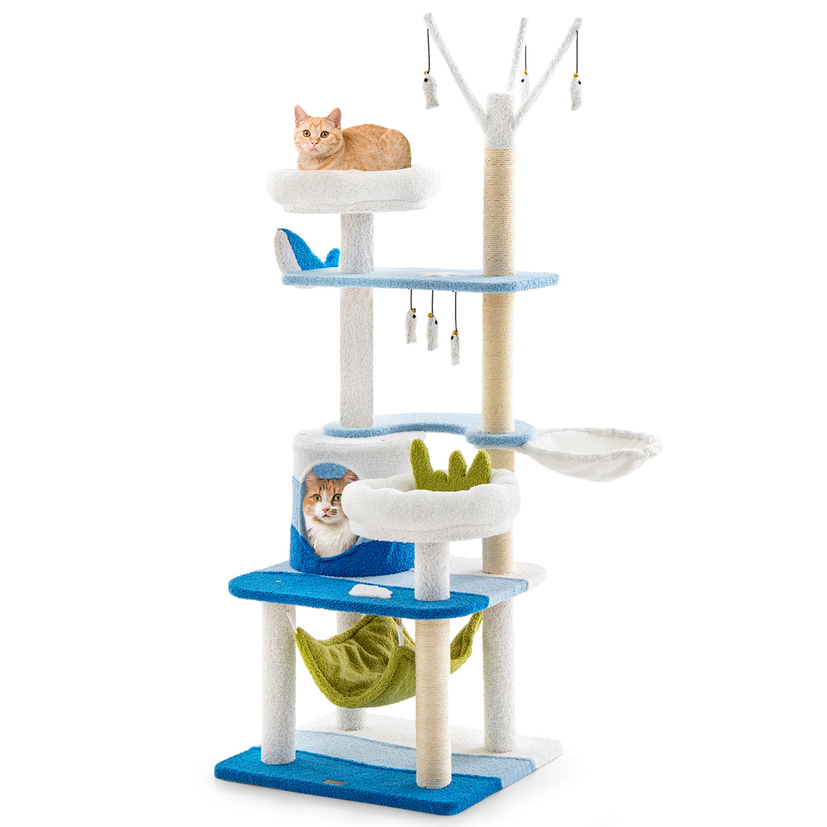 Multi-Level Cat Tower with Sisal Scratching Posts - Blue, M Variation
