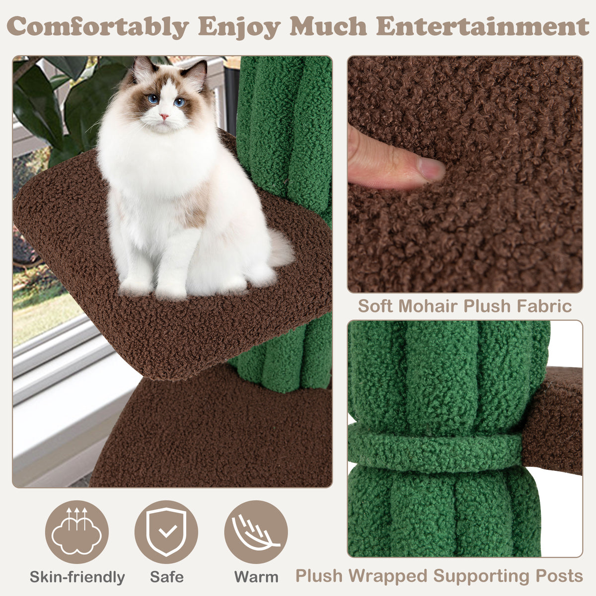 Green Multi-Level Cat Tree with Condo & Anti-Tipping Base - Costway