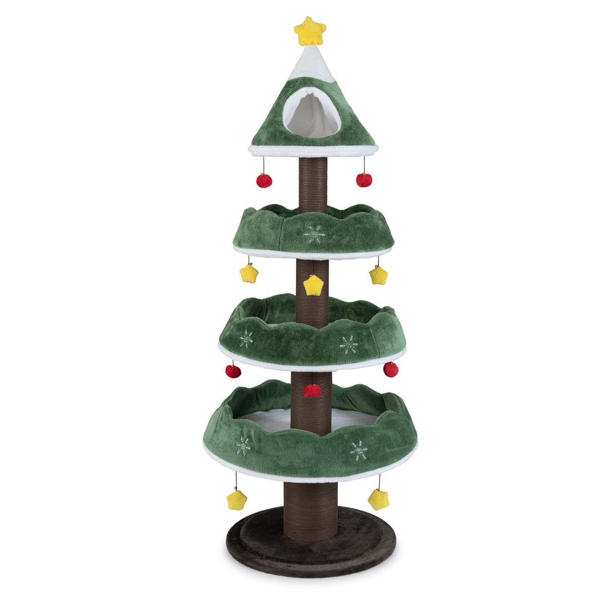 Christmas Cat Tree with 3 Platforms & Upholstered Top Perch - Multicolor Variation