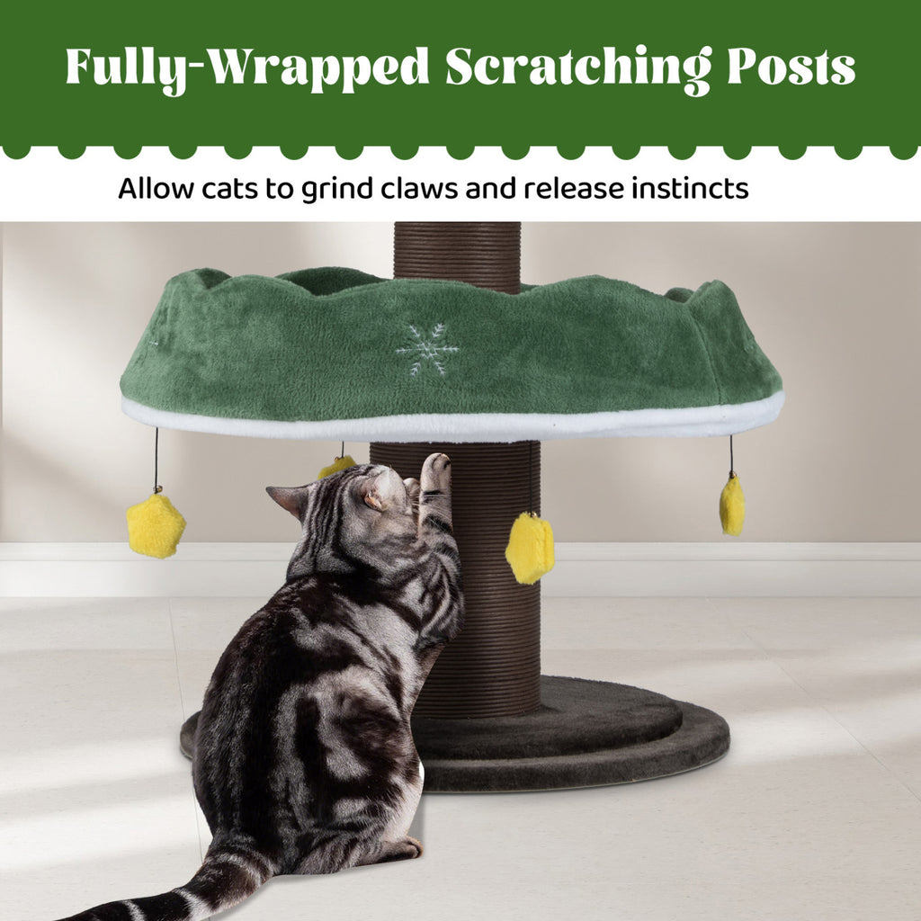 Christmas Cat Tree with 3 Platforms & Upholstered Top Perch - Multicolor Variation