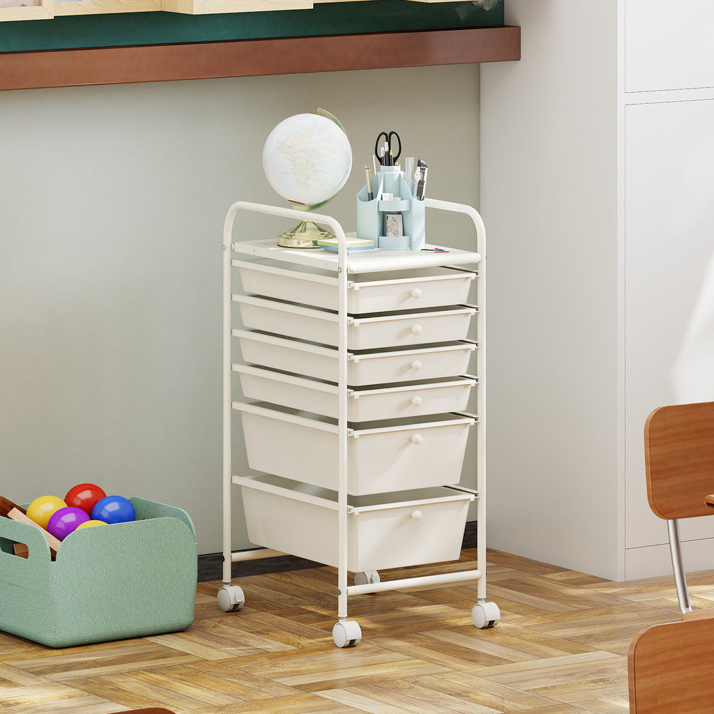 Multifunctional 6 Drawers Rolling Storage Cart Organizer